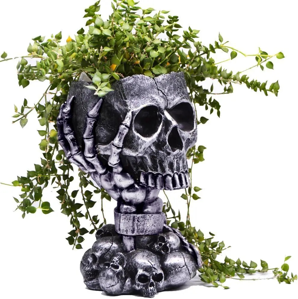 Skull Planter, Gothic Planters for Halloween Decorations Indoor/Outdoor Plants, Goth Flower Pots, Plant Pots, Skull Flower Pot