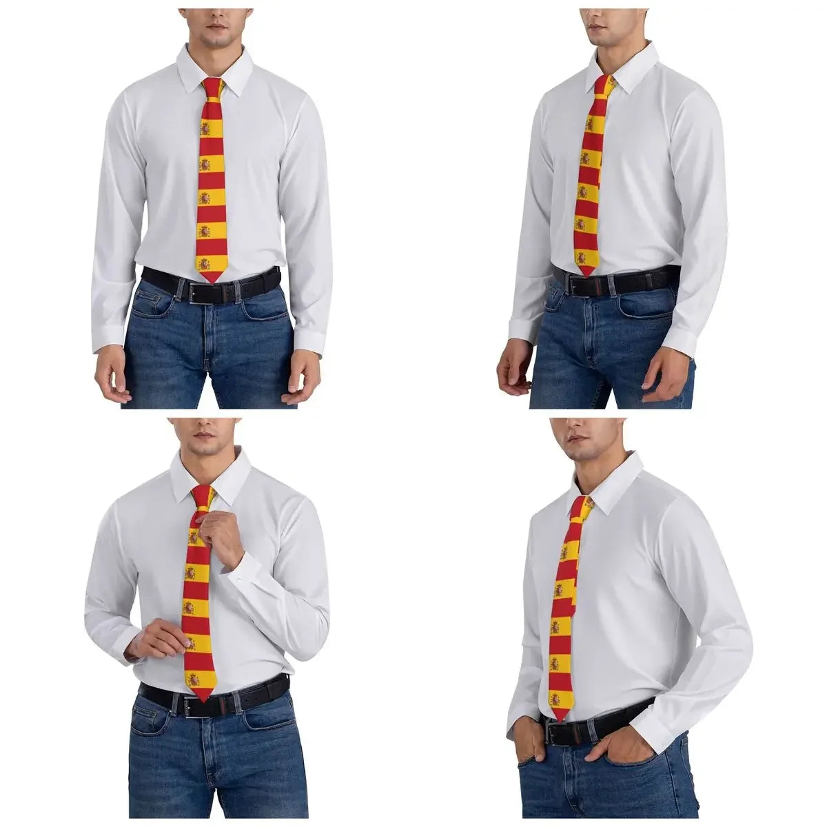 Spanish Flag Neckties Unisex Polyester 8 cm Neck Tie for Men Skinny Wide Accessories Gravatas Office