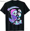 Skull and Crow Goat Retro Aesthetic Pastel Goth Art T-Shirt Women Kawaii Anime Clothes Hombre Camisetas Tops Vintage Men T Shirt