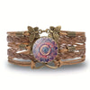 Vintage Mandala Flower Glass Dome Wrap Bracelet Brown Multilayer Woven Leather Bracelets For Women