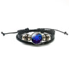 New Men 12 Constellation Black Braided Leather Bracelet Punk Style Zodiac Sign Multilayer Weave Wrap Bracelet For Birthday Gifts