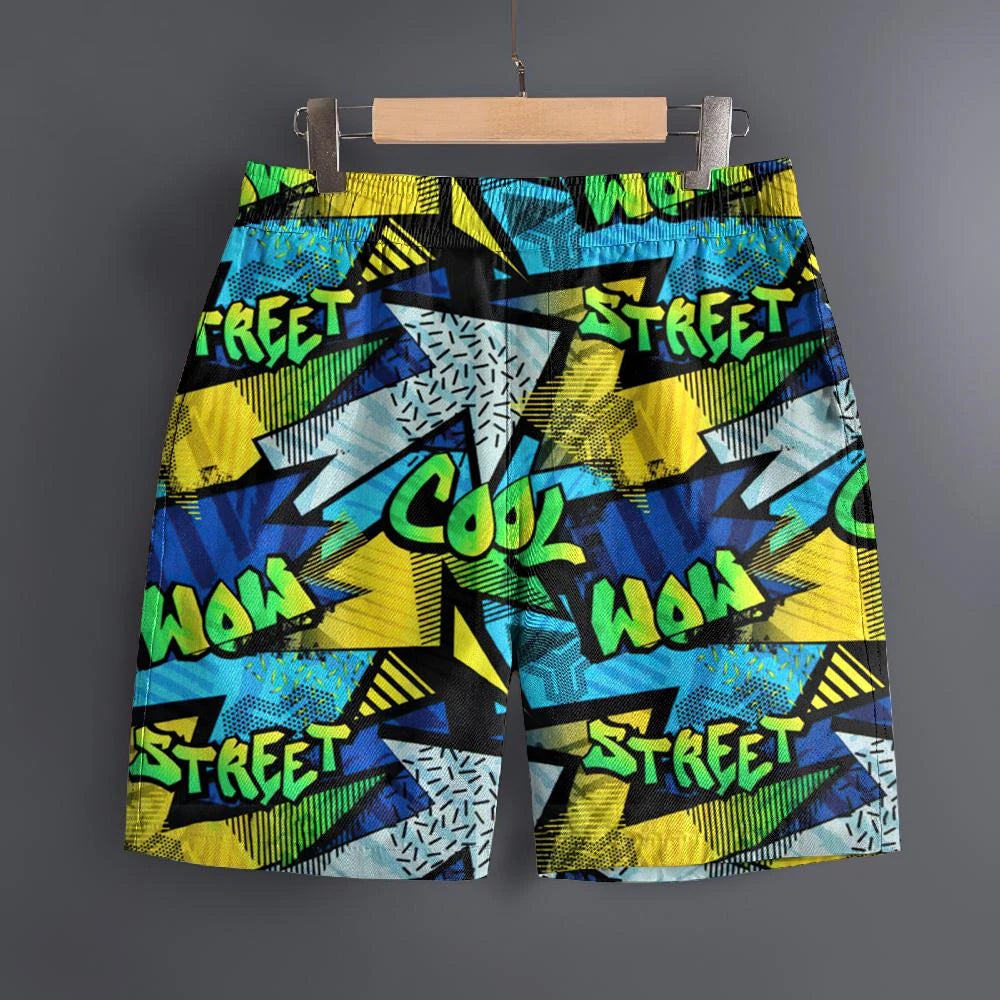 Men's Hawaiian 3D Comic Cartoon Pattern Beach Shorts Quick Dry Outdoor Leisure Sports Shorts Fashion Men's Shorts