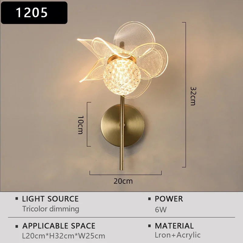 LED Wall Lamp Nordic Creative Flower Shaped Reading Light Modern Simple and Luxurious TV Bedroom Bedside Background Wall Lamp
