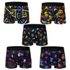 5-pcs Men's trendy graffiti, pixel, cyberpunk print boxer underwear, comfortable and casual and fashionable boxer