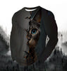 Visual Kitten Fashion Print Men's T-shirt Fashion Long Sleeve T-shirt Casual Round Neck Street Top Loose Pullover Autumn