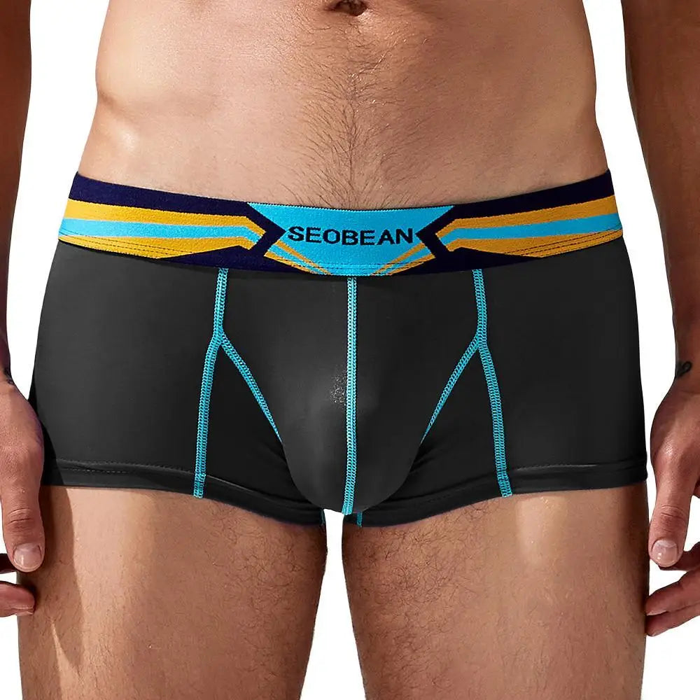 SEOBEAN Men's Ice Silk Boxer Briefs Breathable Nylon Underpants Soft Comfortable Loose Fit for Daily Home Wear