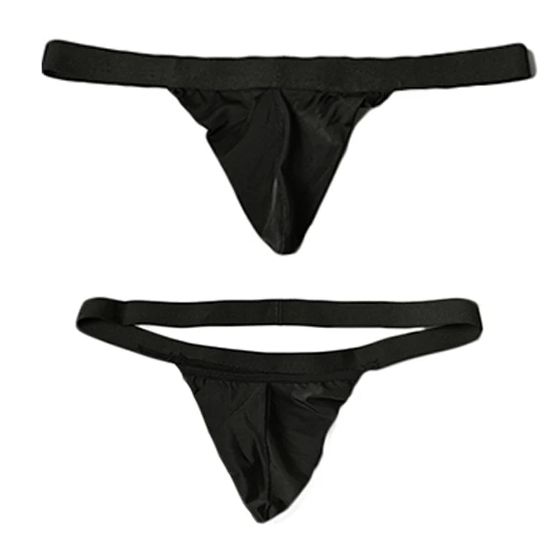 Men's Sexy Low Rise T Back Underwear Big Bag Exposed Crotch Thong U Convex Lingerie Men Sex Body BDSM Sissy Gay Bikini Panties