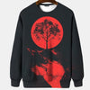 Japanese Ukiyo-e Hoodied Men's Sweatshirts Pullover Sea Wave Ramen Graphic Print Long Sleeves Hoodies Oversized Men Clothing Top