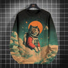 Japanese Pattern Sweatshirts For Men Space Cat 3D Printed Pullover Autumn Oversized O-Neck Hoodies Long Sleeves Clothing Tops