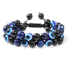 Men Triple Protection Stone Bead Bracelet Double Layers Tiger Eye Hematite Obsidian Rope Wrap Bracelet Handmade Jewelry Gift
