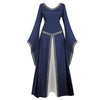 Women Medieval Renaissance Trumpet Sleeve Retro Loor Length Gown Lace Trim Irish Over Long Dress Halloween Costume Plus Size