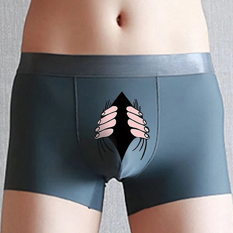 Men Silk Underwear Cartoon Boxer Mens Boxers Creative Funny