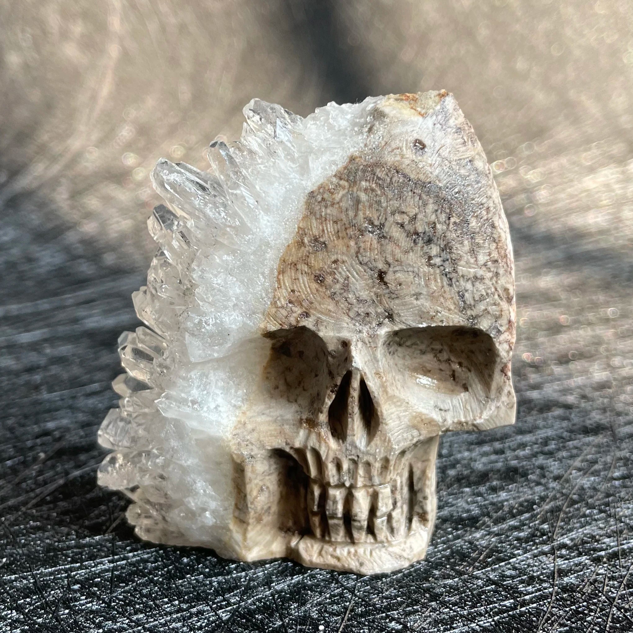 Natural Crystal Carving Skull Stone Clear Quartz Cluster Polished Rock