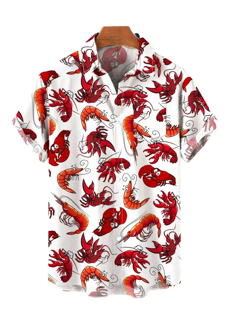Men's shirt 3D cute pig animal print high-quality men's clothing loose oversized shirt fashionable casual short sleeved