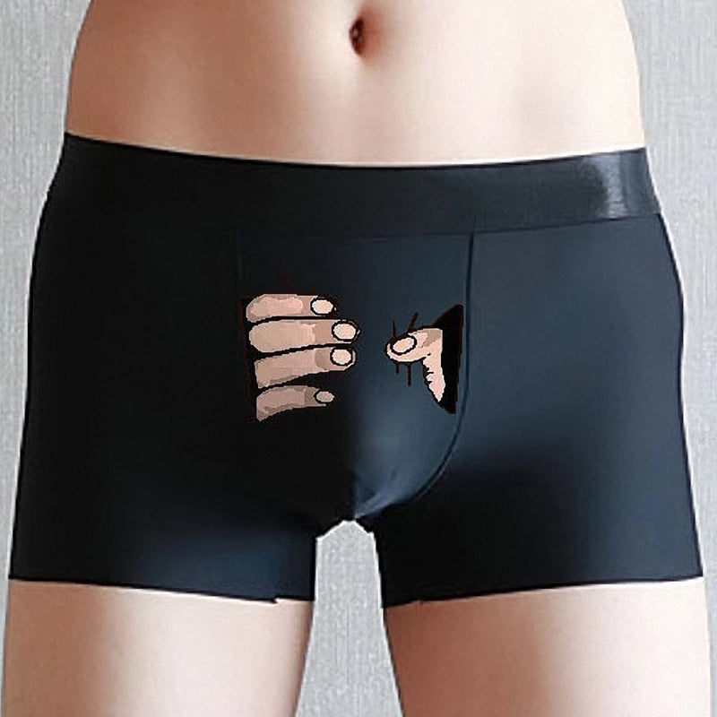Men Silk Underwear Cartoon Boxer Mens Boxers Creative Funny