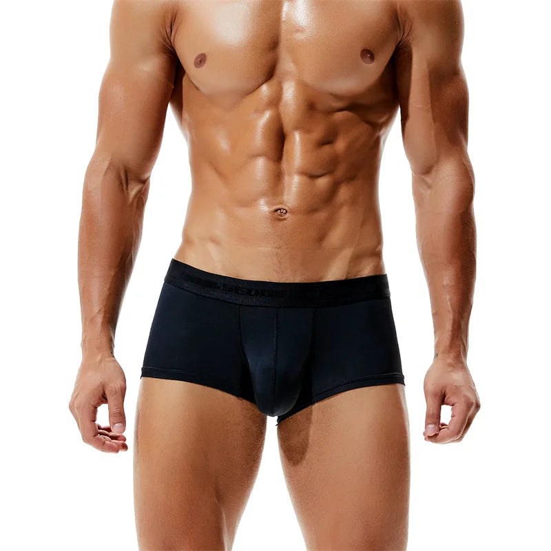 SEOBEAN Mens Boxers Sexy Underwear Men Underpants U convex Pouch Male Panties Low Waist Solid Boxer Shorts