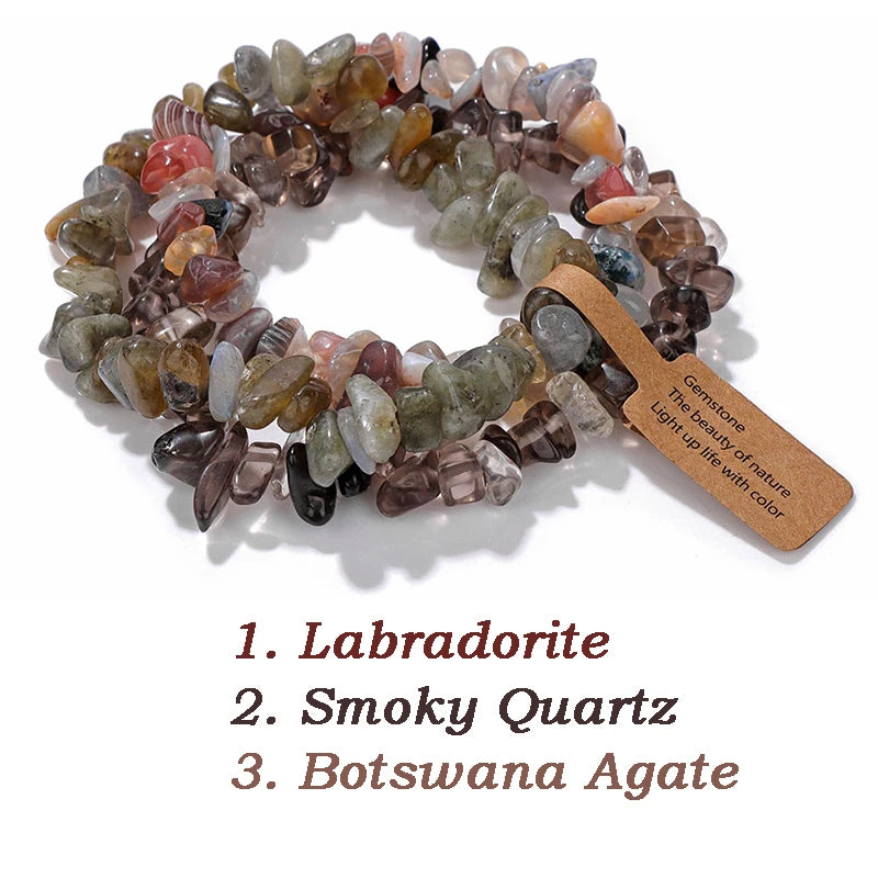 Irregular Natural Stone Bracelet Crystal Quartz Amethysts Tiger Eye Chips Gravel Beads Bracelets for Women Men Healing Jewelry
