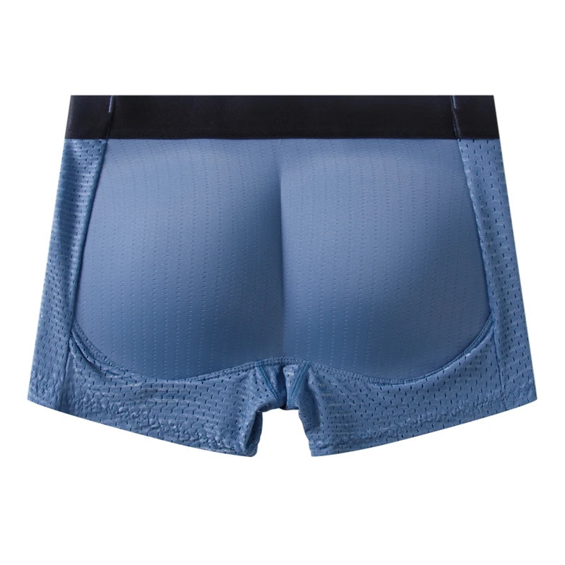 Men's Sexy Fashion Ice Mesh Breathable Butt Lift Boxer Briefs Underwear Padded Underwear Boxer with Hip Pad Buttocks Boxer Trunk