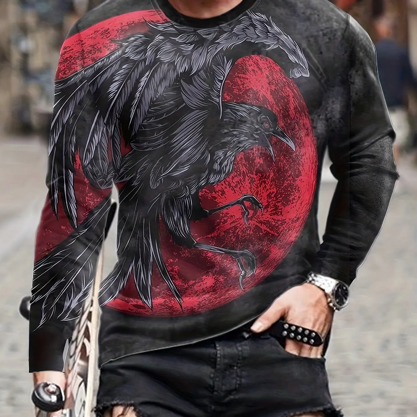 3D Animal Print Hip Hop Men's Tops T-Shirt 2024 New Men's Eagle Print Graphic Casual Long Sleeve T-Shirt Autumn Streetwear
