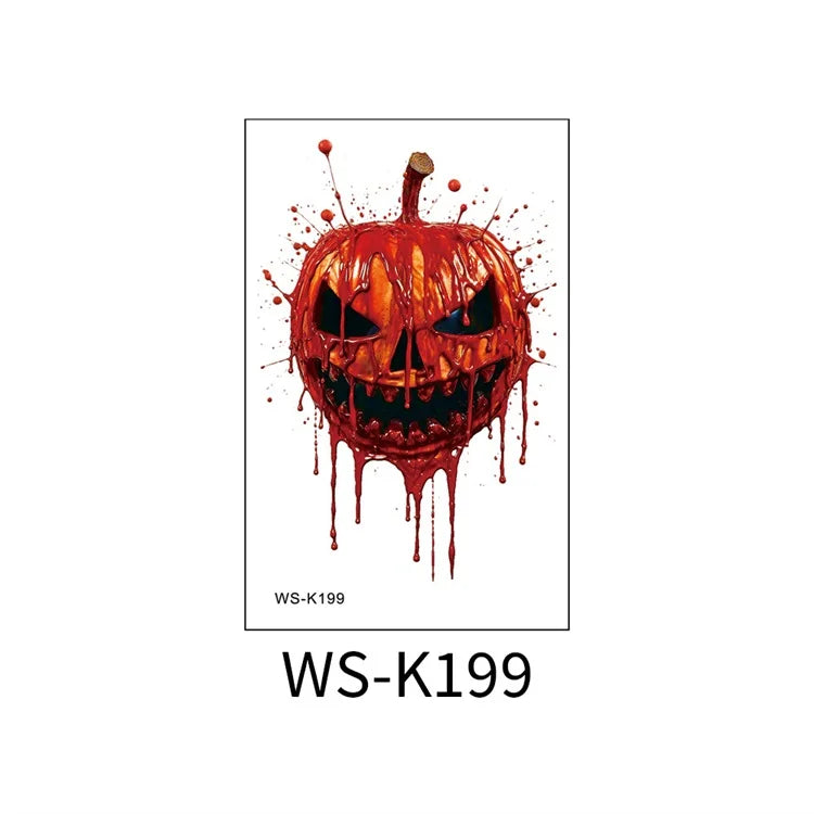 Halloween Big Scars 3D Tattoo Temporary Bloody Marks Skull Disposable Party Makeup Horrible Body Art Festival Sticker Waterproof