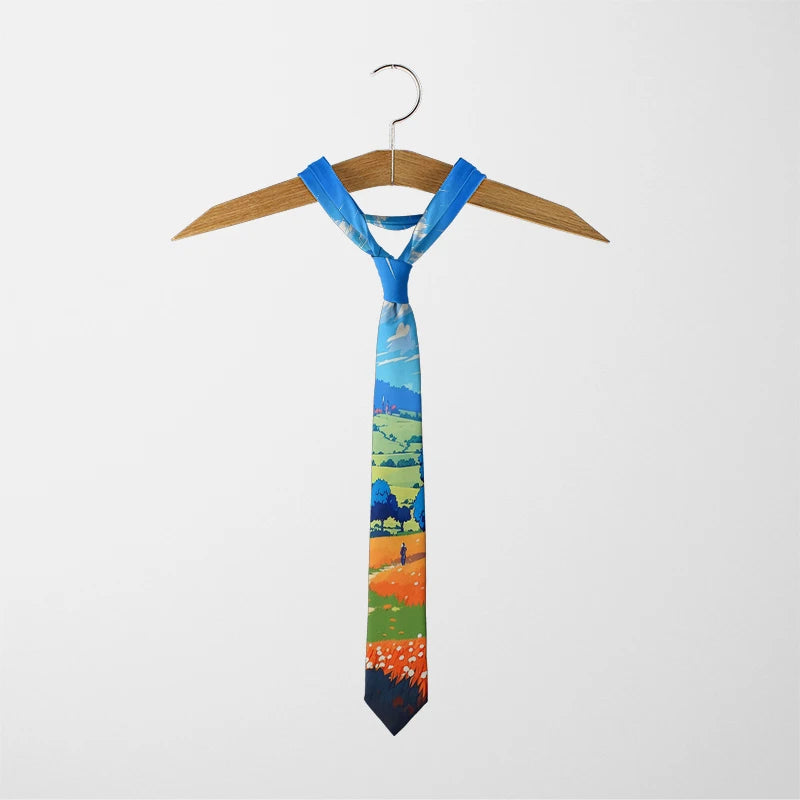 Classic oil painting high-quality printing, novel tie personalized wedding party shirt accessories Harajuku fashion unisex tie
