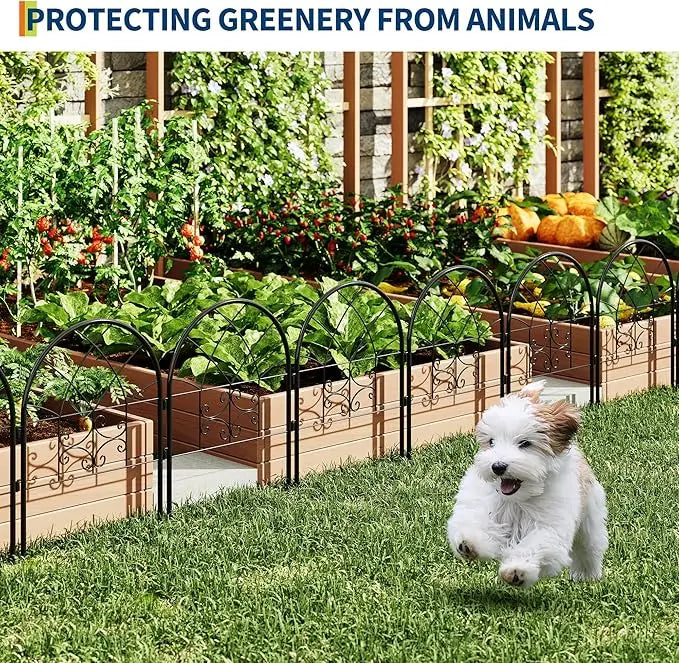Garden Fence Border 19.68 X 25.75inch Arched Rustproof Metal No Dig Fence, Ground Stake Animal Barrier Fence for Rabbit Dog
