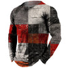 Vintage Men's Long Sleeve T-shirt Tops Plaid Print Autumn Oversized Sweatshirt Male O-neck Casual Daily Streetwear Men Clothing