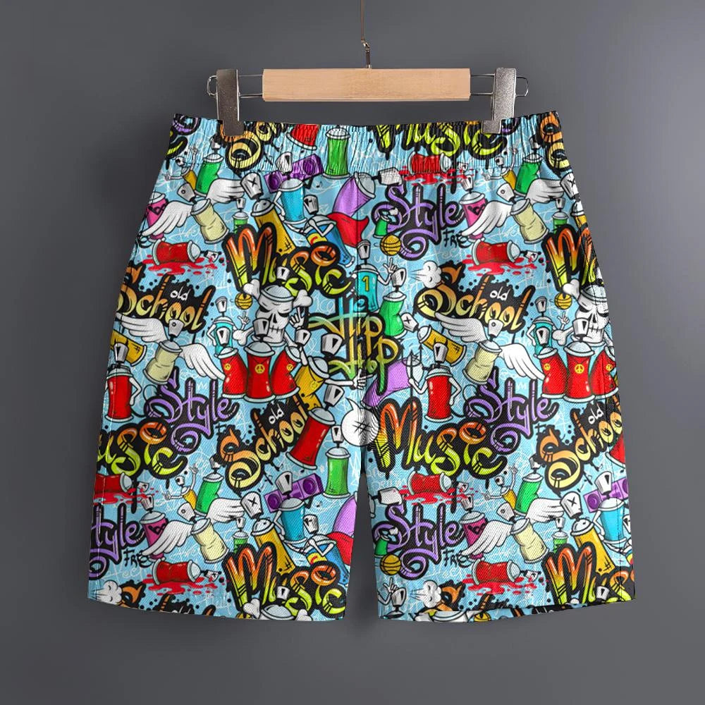 Men's Hawaiian 3D Comic Cartoon Pattern Beach Shorts Quick Dry Outdoor Leisure Sports Shorts Fashion Men's Shorts