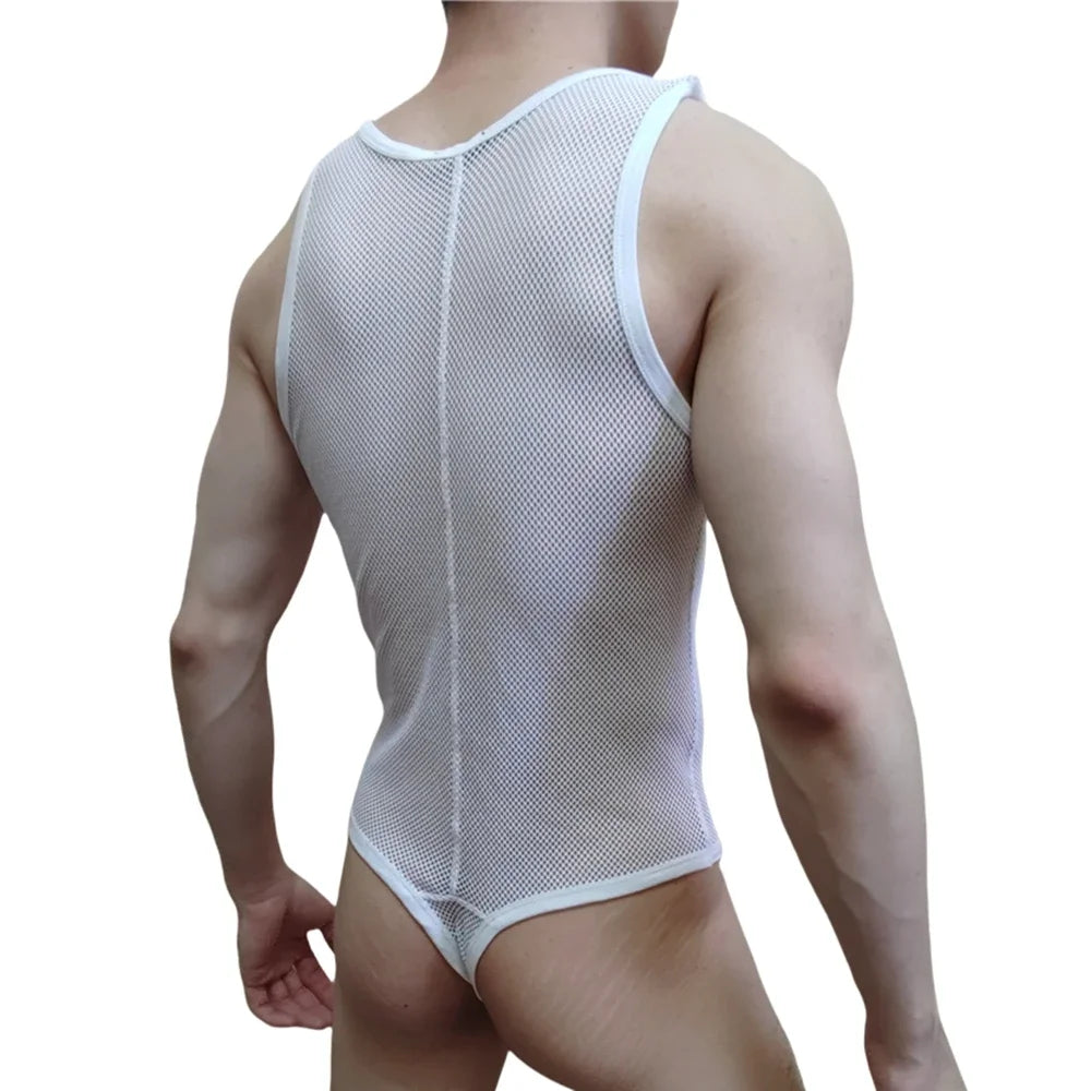 JOCKMAIL Men's Sexy Mesh Jockstrap Underwear Bodysuit Suspender Jumpsuits Man Harness Gay Underwear Mens Lingerie Sissy Panties