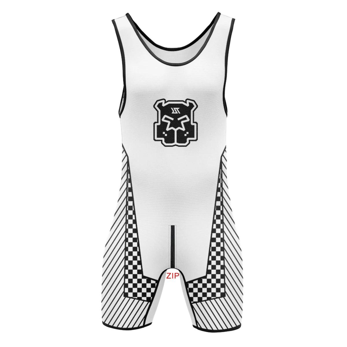 Men’s Zip-Front & Back Wrestling Singlet – Sleeveless Compression Bodysuit | Breathable Stretch Fit | Powerlifting, Gym & Performance One-Piece