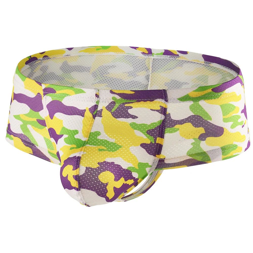 Young Men's Boxers Shorts Sexy Low Rise Fashion Printed Camouflage Underwear New Style