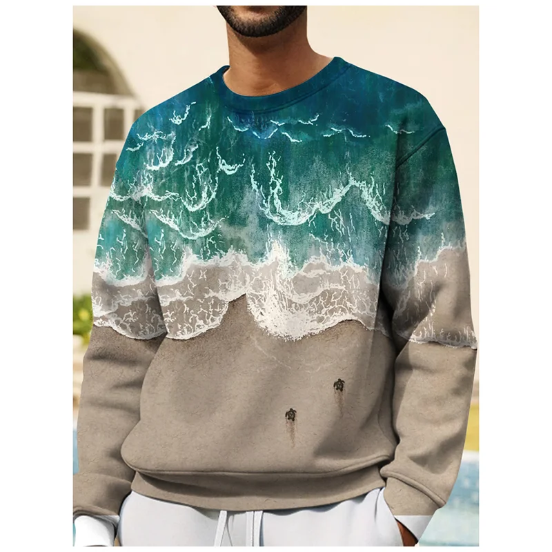 3D Print Japanese Ukiyoe Wave Hoodie For Men Devil Fish Jellyfish Graphic Sweatshirt Casual O-Neck Pullover Hoodies Long Sleeves