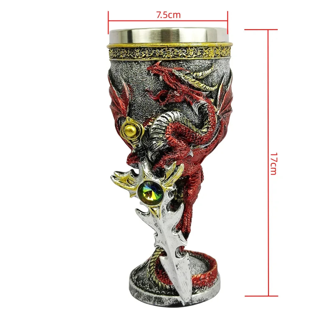 Medieval Dragon Sword Beer Mug Goblet Resin Stainless Steel Wine Glass Cocktail Glass Personalized Gift Bar Decoration Ornaments