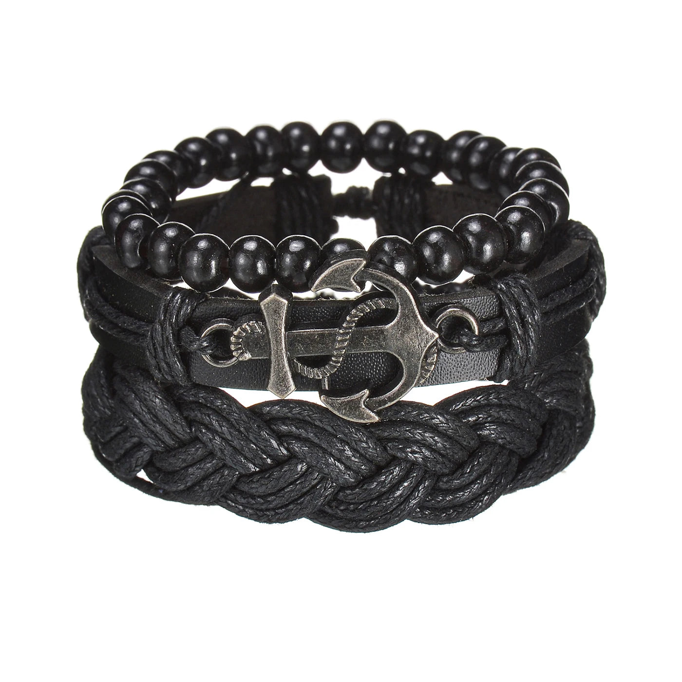 MeMolissa New Fashion Braided Wrap Leather Bracelets for Men High Quality Vintage Charm Wood Beads Ethnic Tribal Wristbands