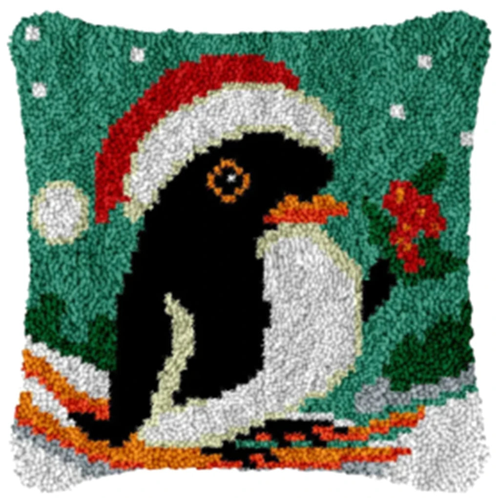 Winter Christmas Latch Hook Kits Smyrna Pillowcase Knot Pillow Package Animal Latch Hook Set For Needlework Embroidery Cushion