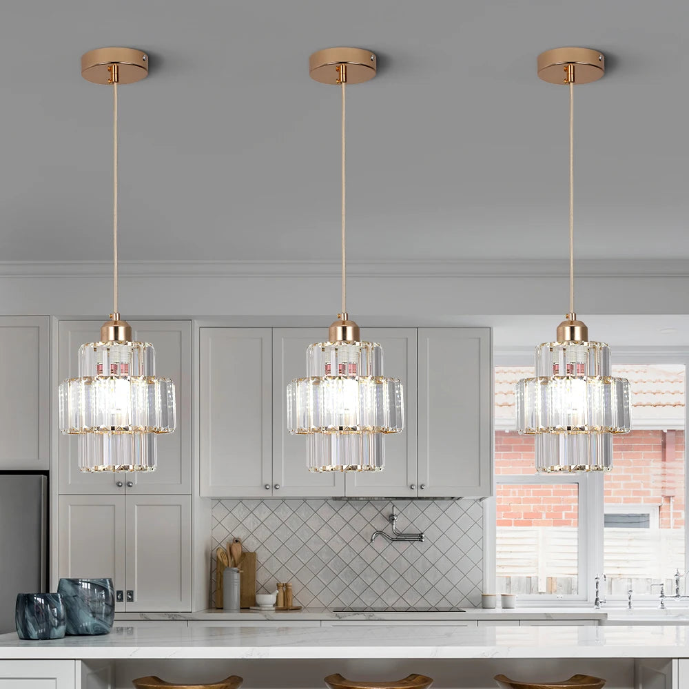 Modern Pendant Light K9 Crystal Chandelier Indoor Ceiling Lamp Bedroom Lustre Dining Table Kitchen Island Fixtures Home Decor
