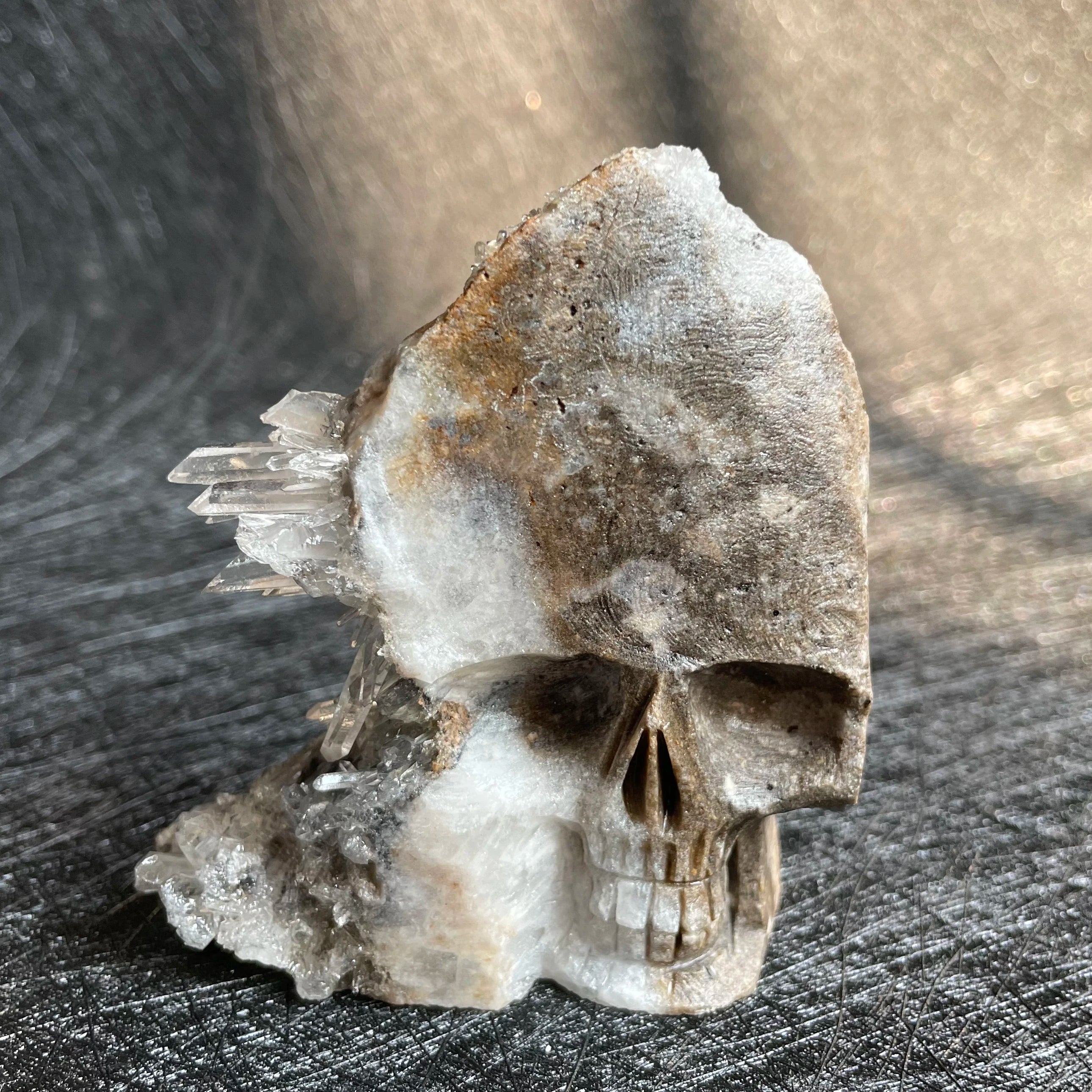 Natural Crystal Carving Skull Stone Clear Quartz Cluster Polished Rock