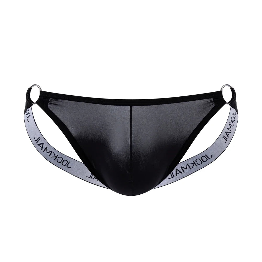 Mens Slip Bikini Jockstrap Mens Panties Ice Silk Underwear Sissy Sexy Panties Thongs Leg Strap Lingerie Male Jockstrap T-back