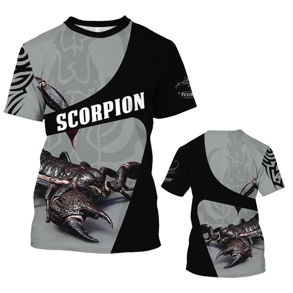 Animal Men's T Shirt Summer Short Sleeve Scorpion 3D Print Funny T-Shirts Fashion Casual Male Sportshirt Oversized Mens Clothing