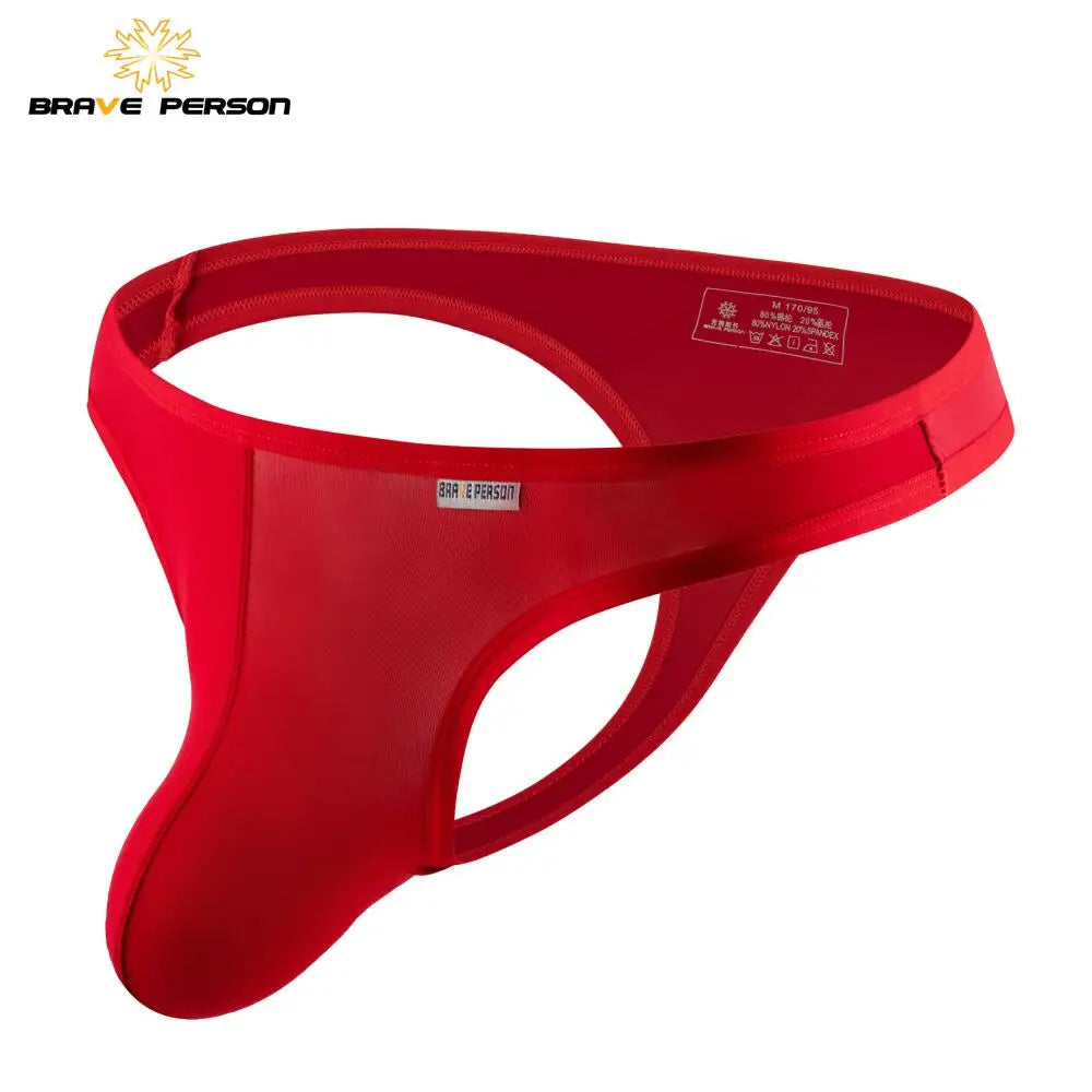 BRAVE PERSON Men's Sexy Underwear Men Briefs Bikini Thongs Thin Breathable U Convex Big Penis Pouch Design Low Waist Underpants