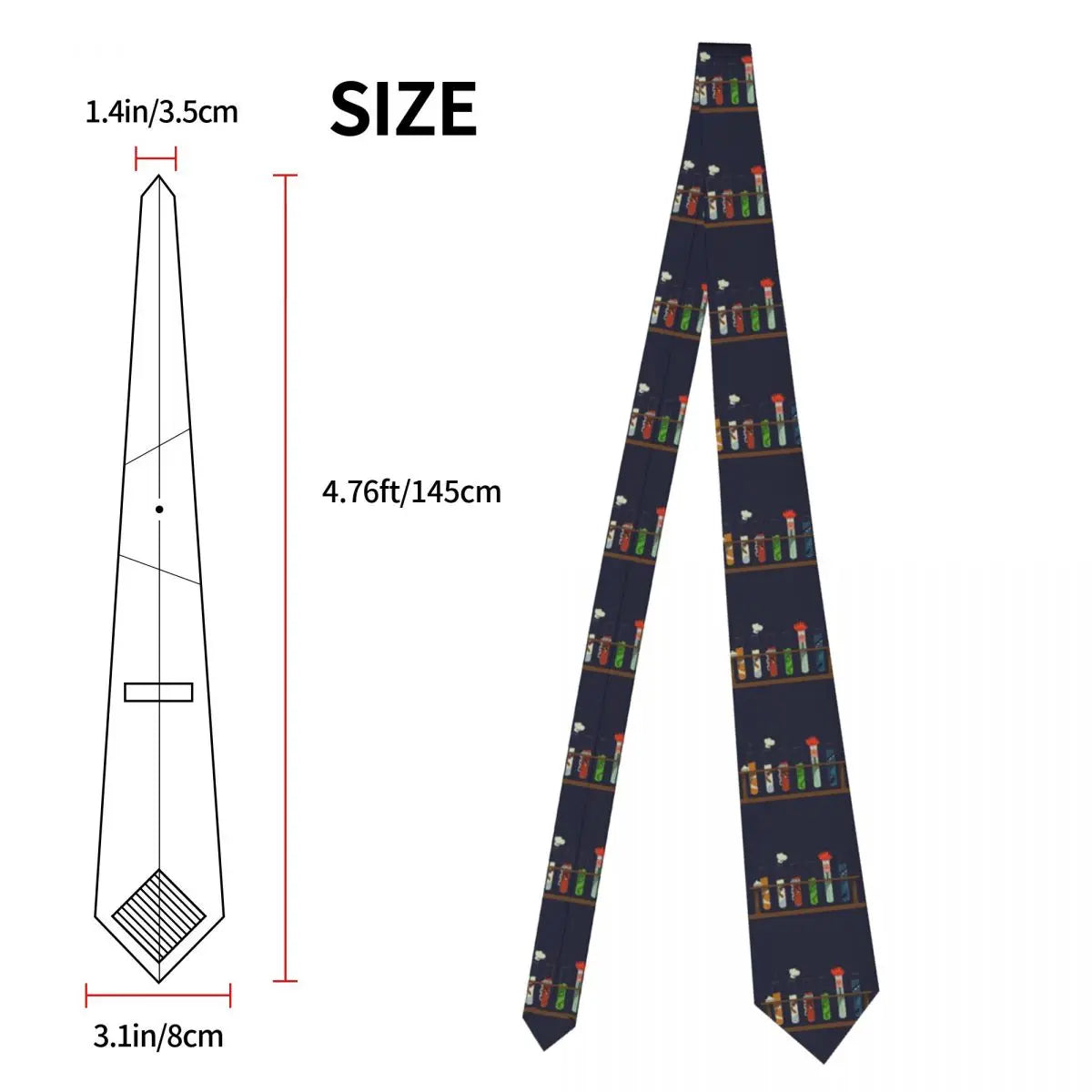 Custom Fashion Muppet Science Neckties for Men Silk Chemistry Elements Office Neck Ties