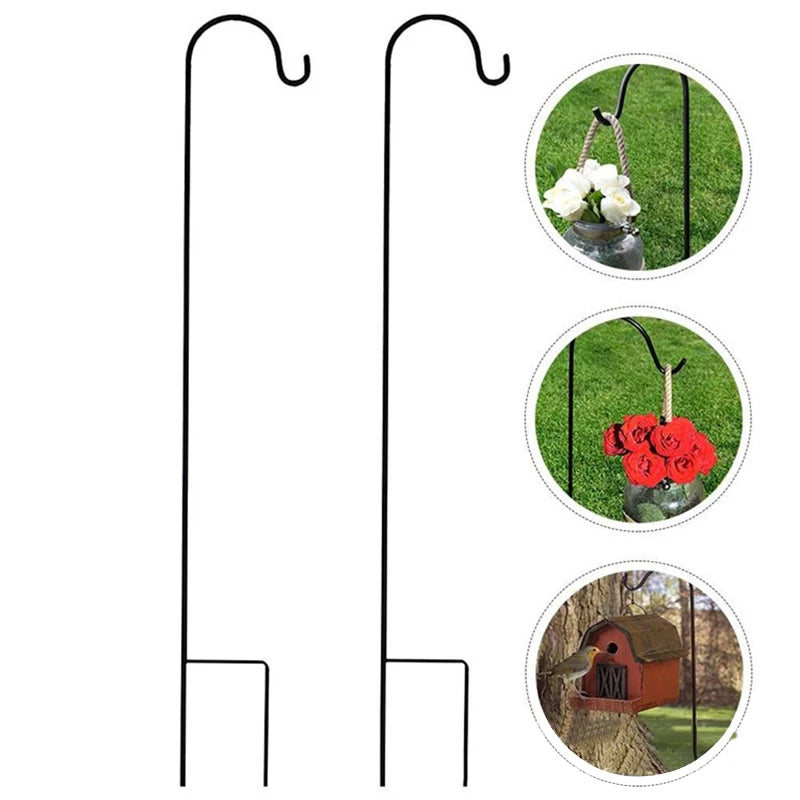 Shepherd Hooks Iron Craft Hooks Garden Decorative Patio Lightshook Outdoor Rustproof Floor Pole Curved Iron Hooks