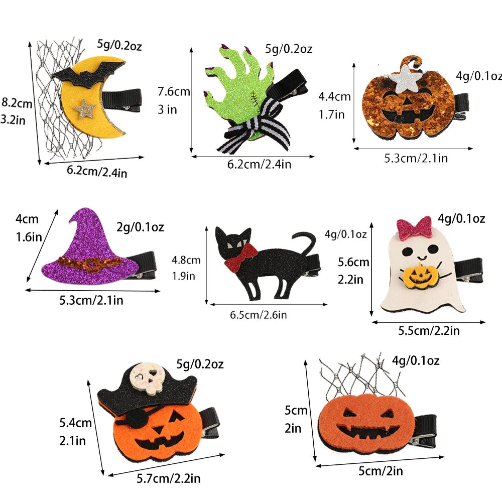 European Style Halloween Hair Clips Creative Pumpkin Ghost Bat Barrettes Themed Party Accessories Unisex