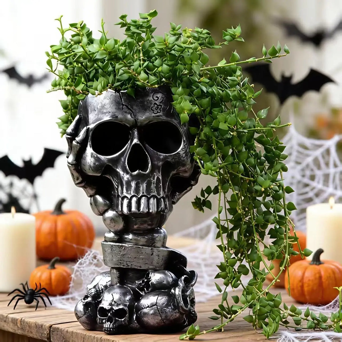 Skull Planter, Gothic Planters for Halloween Decorations Indoor/Outdoor Plants, Goth Flower Pots, Plant Pots, Skull Flower Pot