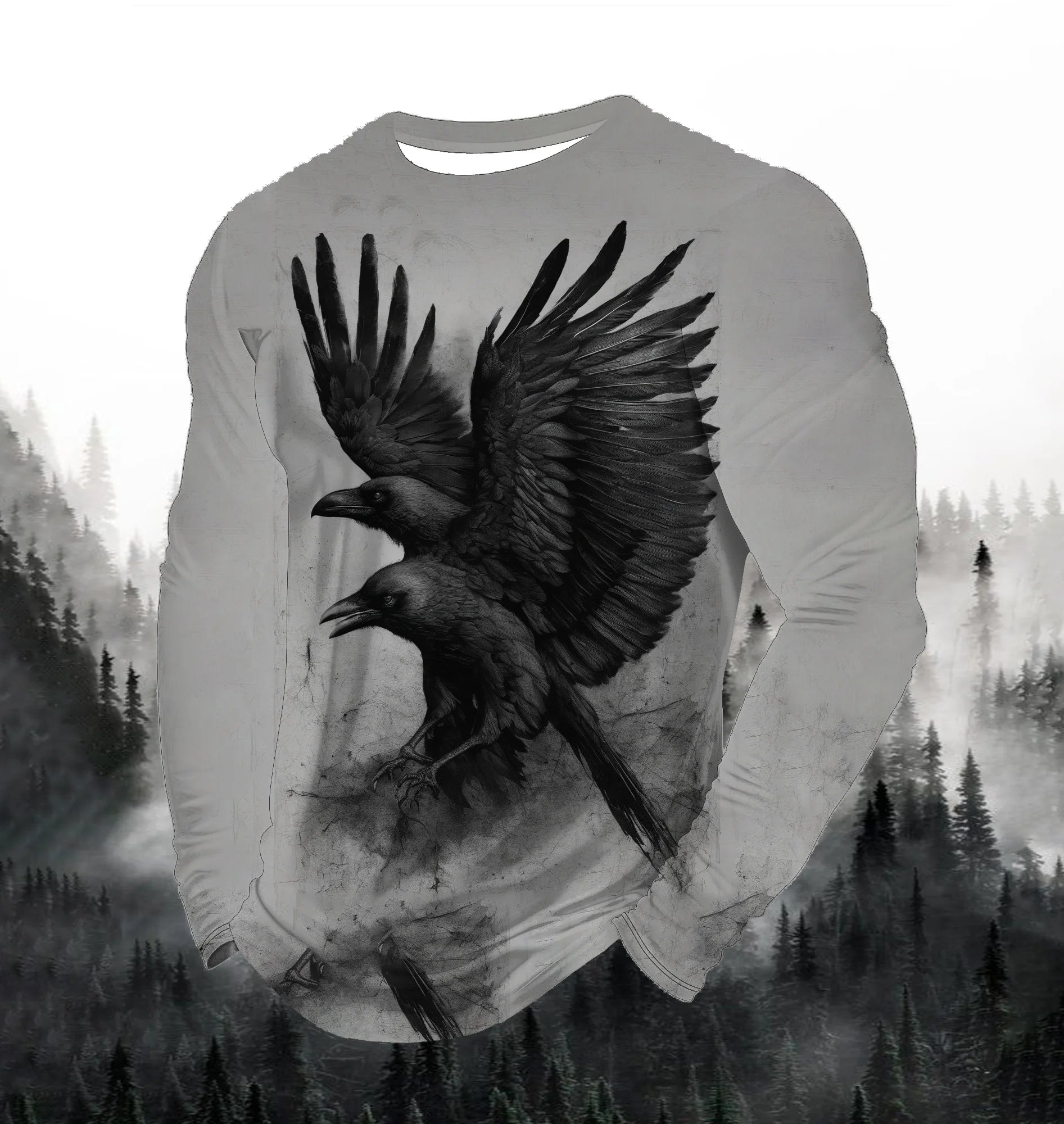 Men's Fashion Printed Round Neck Long Sleeve Party Autumn Sports Leisure Pullover Men 3D Flying Eagle Printed Loose Sports Top