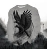 Men's Fashion Printed Round Neck Long Sleeve Party Autumn Sports Leisure Pullover Men 3D Flying Eagle Printed Loose Sports Top