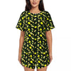 Green Leaf Print Pajamas Short Sleeve Lush Foliage 2 Pieces Leisure Pajama Sets Daily Woman O Neck Vintage Nightwear