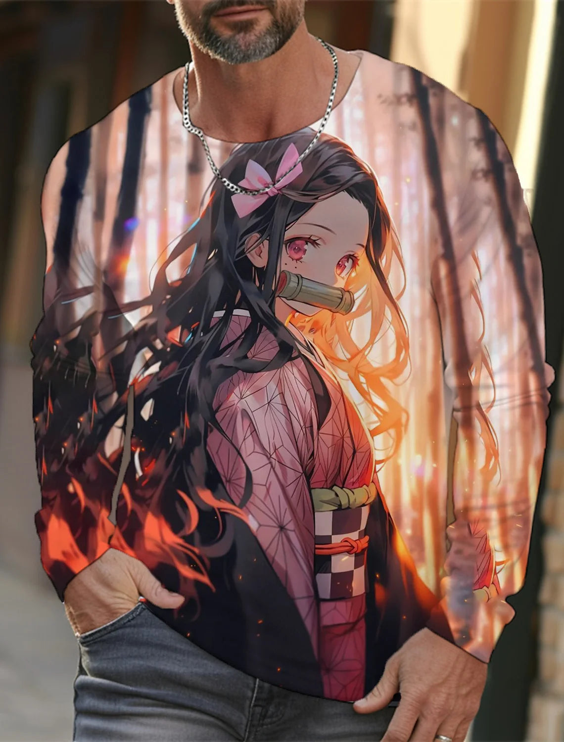 Men's long-sleeved T-shirt 3D printing animation HD pattern printing men's long-sleeved T-shirt autumn tops casual T-shirt