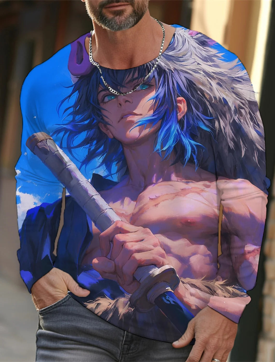 Men's long-sleeved T-shirt 3D printing anime printing men's long-sleeved T-shirt autumn tops HD pattern printing T-shirt