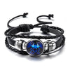 Luminous 12 Zodiac Constellation Sign Braided Couples Leather Bracelet For men Black Rope Charm Party Grow in the dark Jewelry